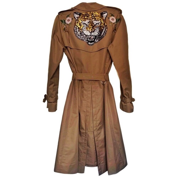GUCCI Jackets & Blazers - Gucci  Tiger embellished trench coat  IT 38  Greatly oversized fits up to IT 44